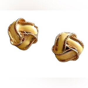 Vintage Yellow & Gold Tone Clip on Earrings Woman’s Jewelry 80’s 90’s